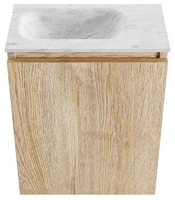 Mondiaz Ture DLux toiletmeubel 40cm washed oak met wastafel opalo links zonder kraangat