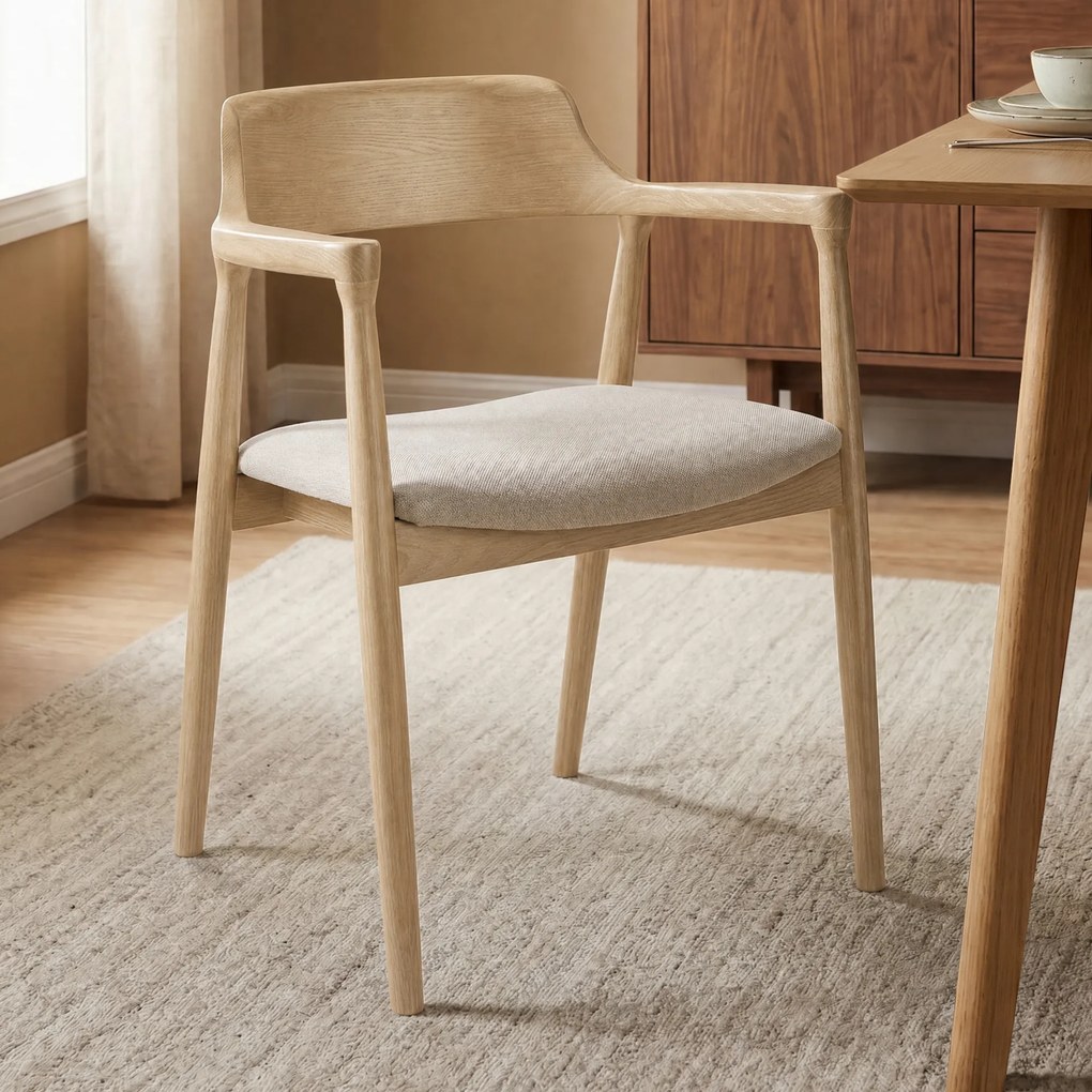 Houten Stoel Met Armleuningen Naturel