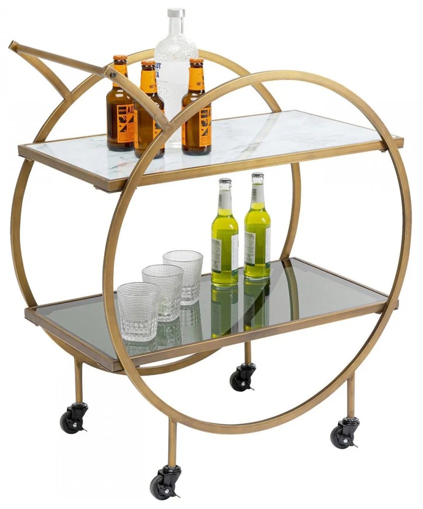 Kare Design Loft Ronde Design Trolley Messing - 74 X 40cm.