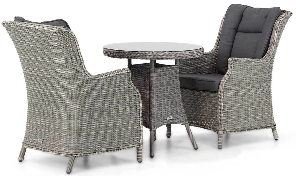 Tuinset Ronde Tuintafel 2 personen Wicker Grijs Garden Collections Aberdeen/Bolton