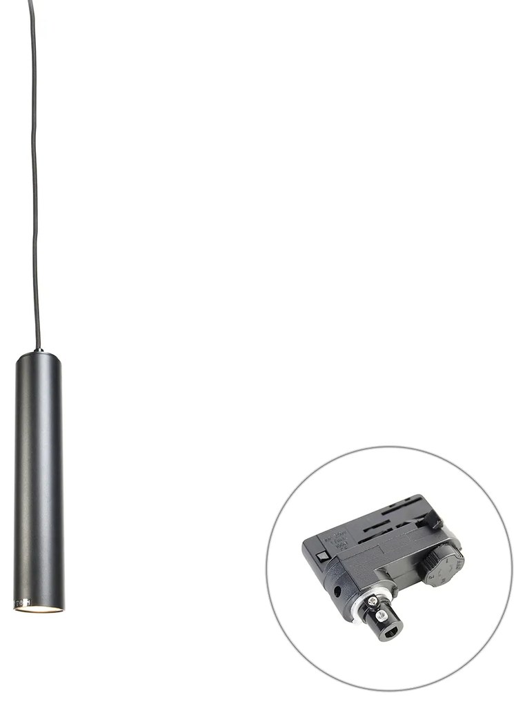 Design hanglamp zwart incl. rail adapter 3-fase - 3-Phase Tuba small