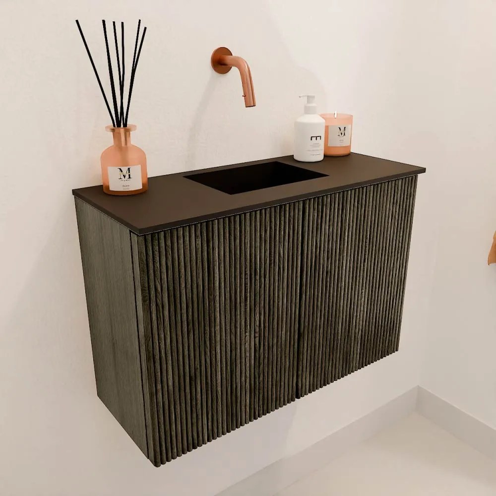 Mondiaz Joya 60cm toiletmeubel shadow met wastafel faye midden zonder kraangat urban