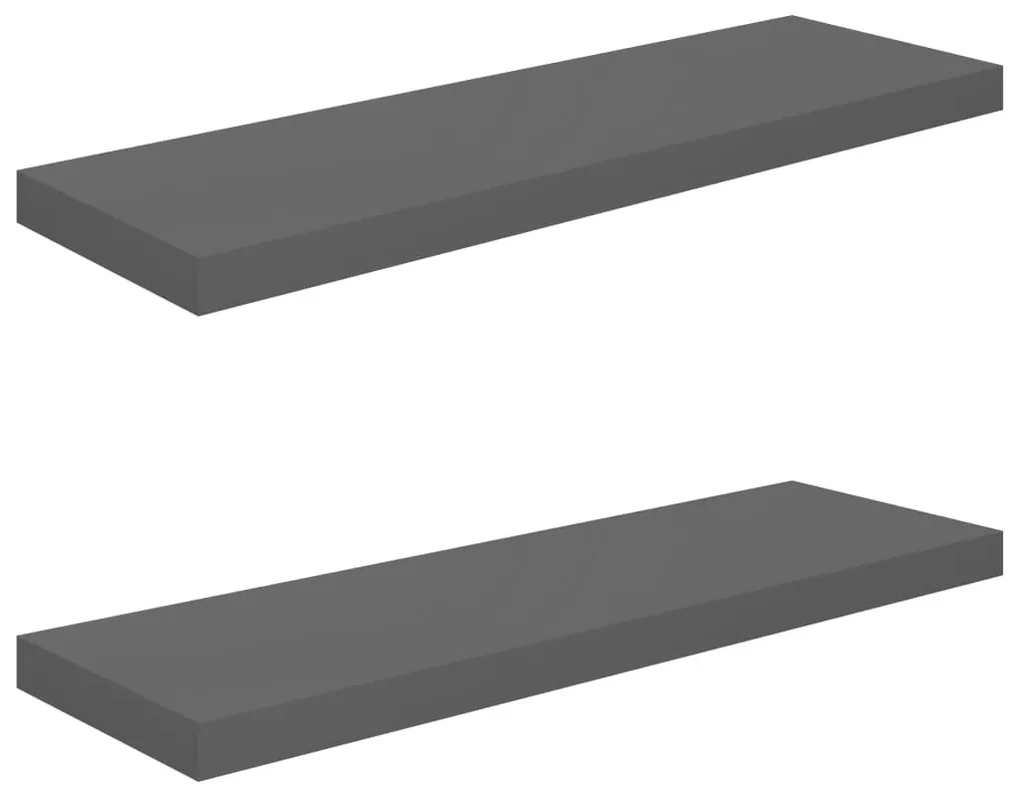 vidaXL Wandschappen zwevend 2 st 80x23,5x3,8 cm MDF hoogglans grijs