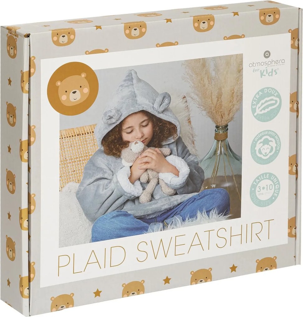 Atmosphera poncho plaid kids - Beer - Geschikt voor kinderen van 3-10 jaar