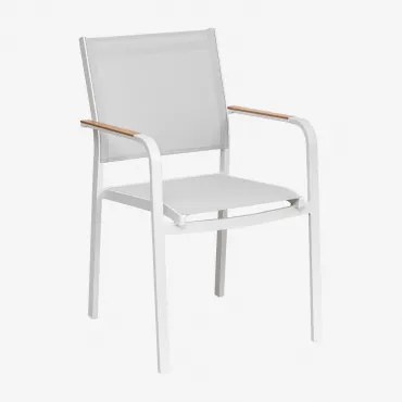 Stapelbare Set Van 6 Aluminium Tuinstoelen Met Armleuningen Archer Gardenia Wit - Sklum