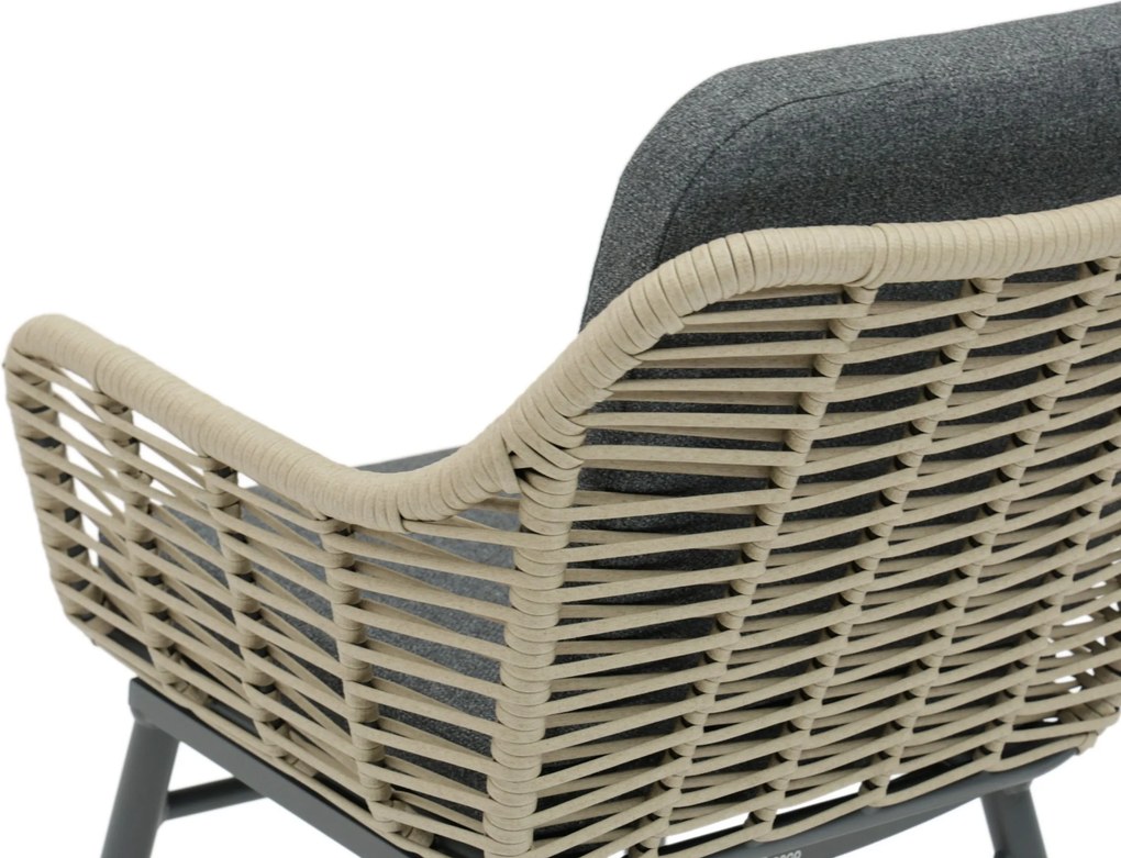 Tuinset Ronde Tuintafel 6 personen 160 cm Rope Grijs Coco Antoni/Rockville