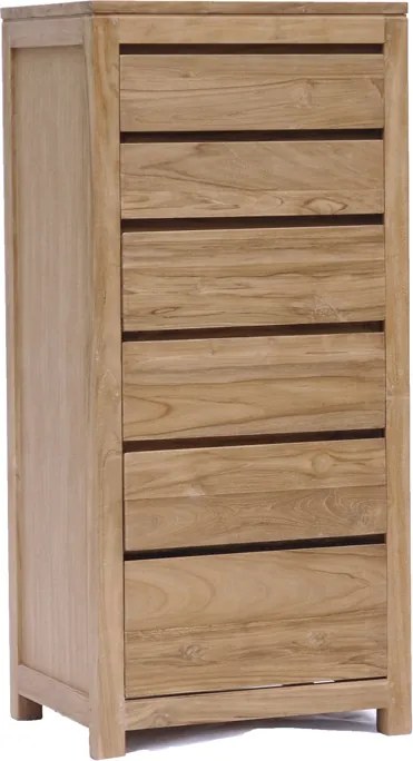Ladekast Teakhout Met 6 Lades - 60x46x130cm.