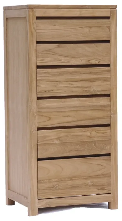 Tower Living Ladekast Teakhout Met 6 Lades Corona - 60x46x130cm.