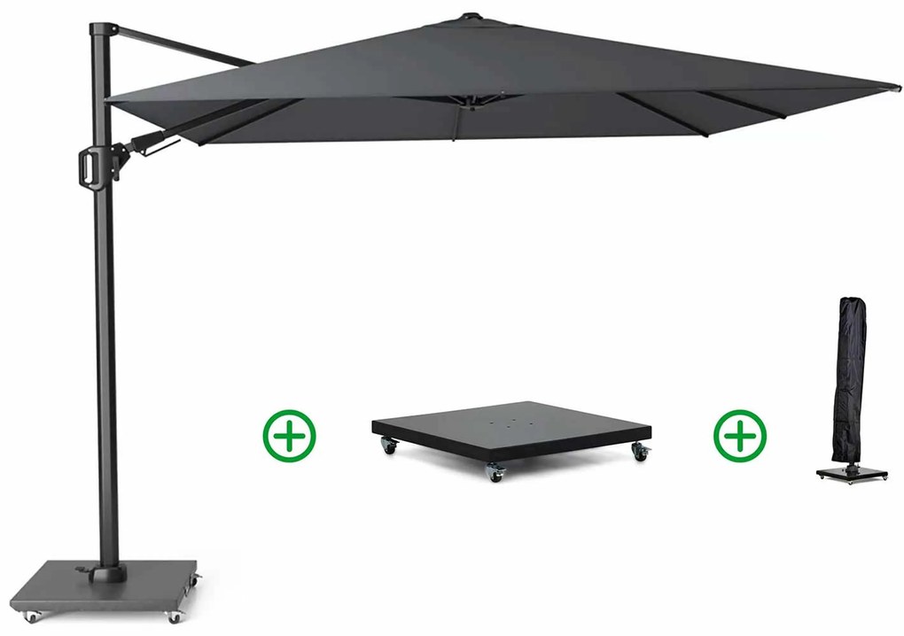 Platinum Challenger zweefparasol 3x3mT2 premium (incl. voet en hoes) faded black