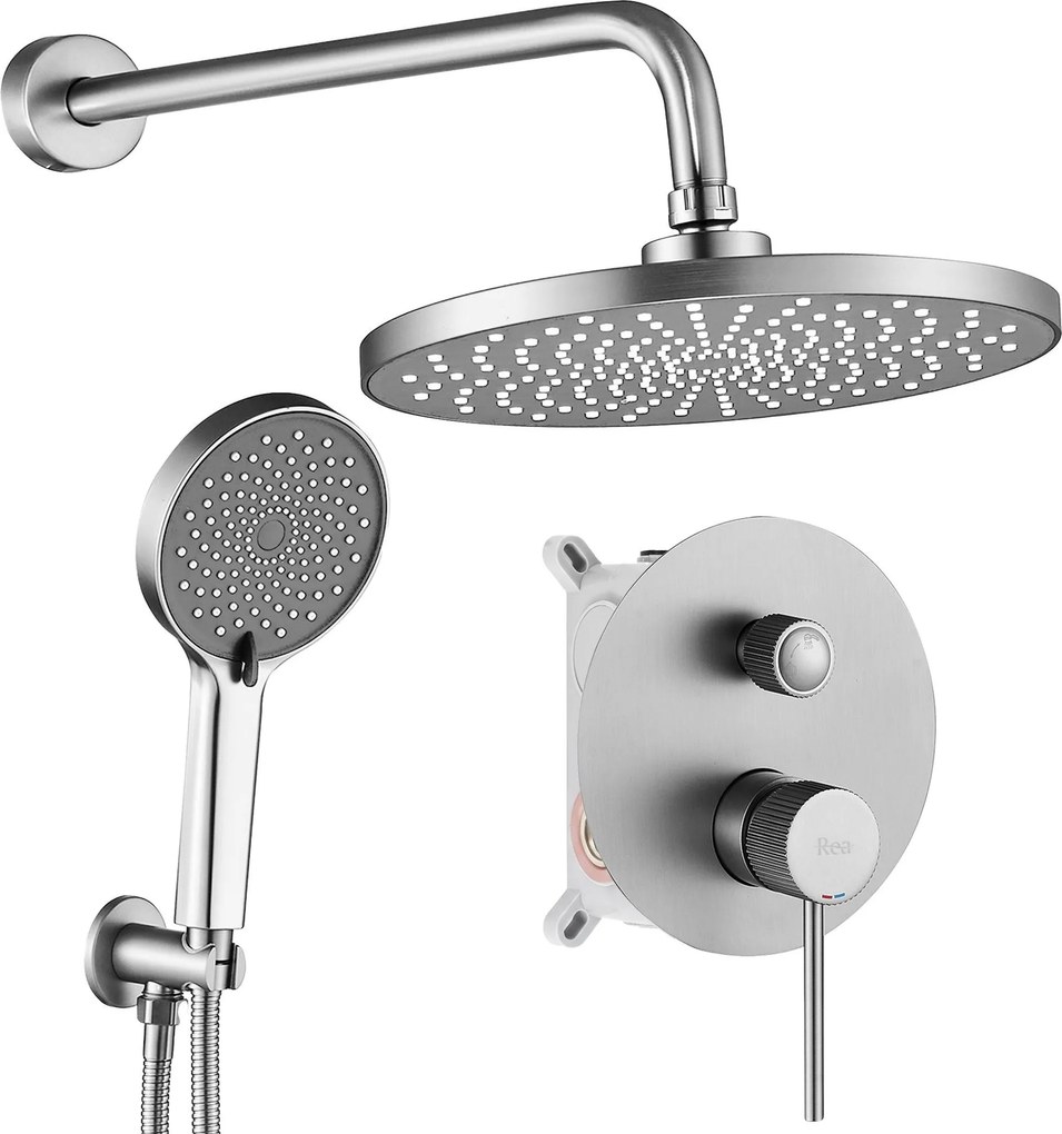 Inbouw regendoucheset Rea LungoStripe Nickel Brush + BOX