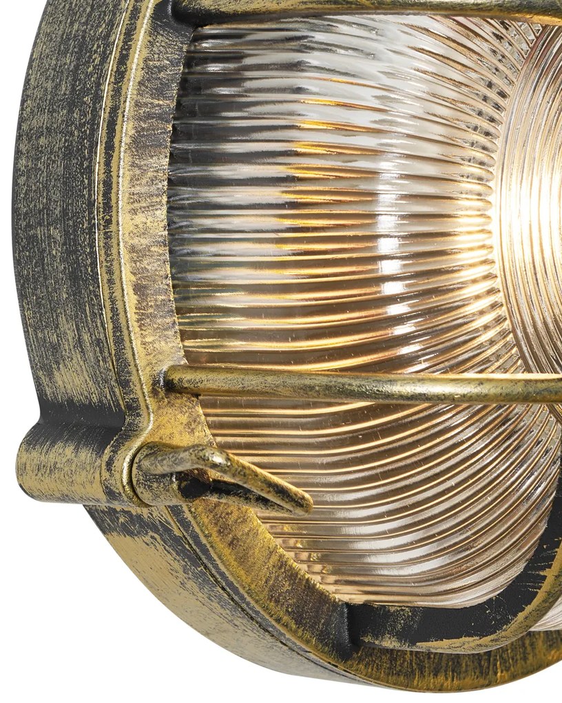 Buiten wand- en plafondlamp antiek goud rond IP44 - Noutica