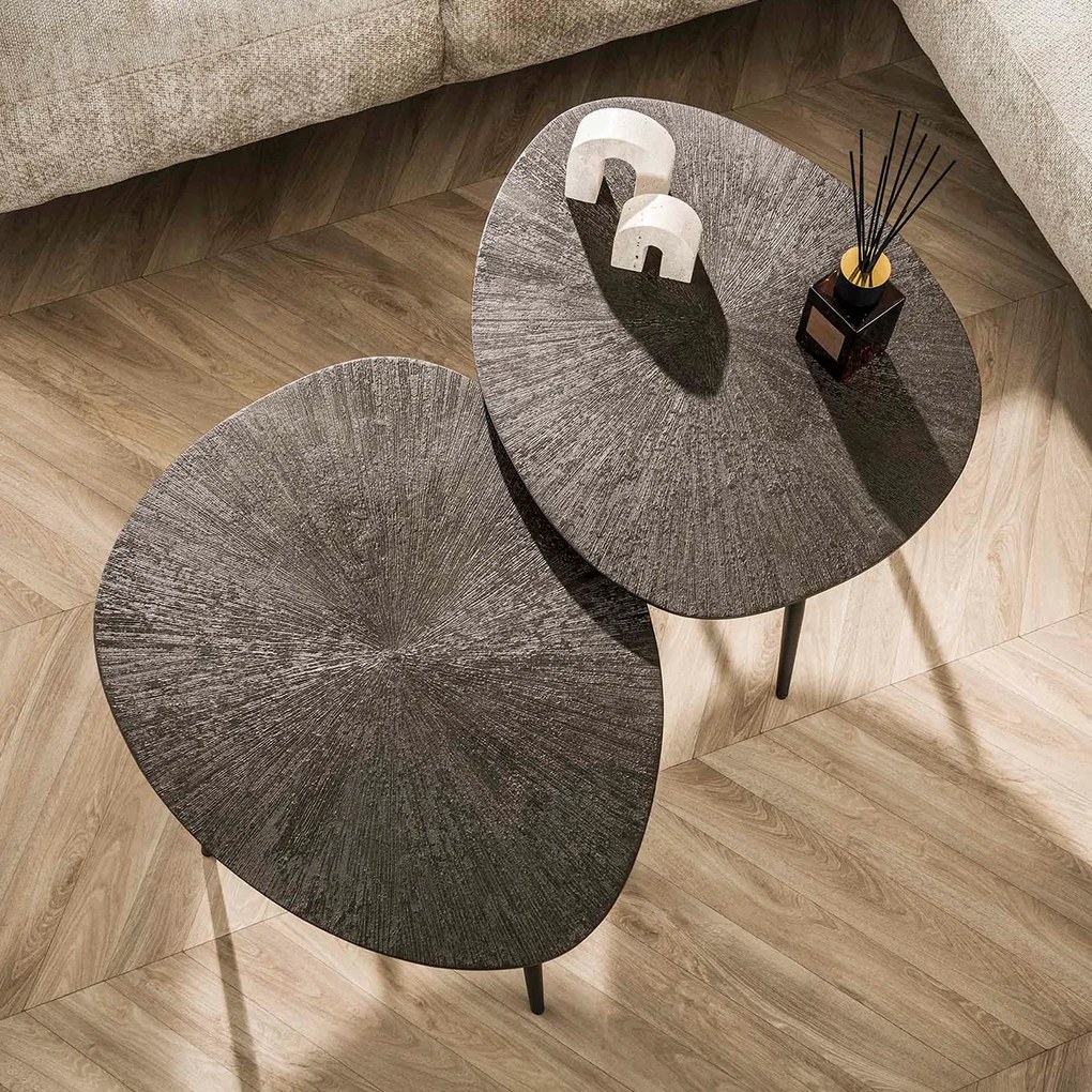Salontafel Set Kiezelvorm Brons - 76 X 61cm.