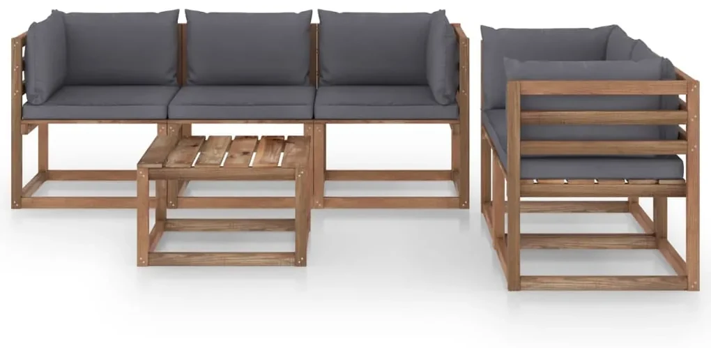 vidaXL 6-delige Loungeset met antracietkleurige kussens