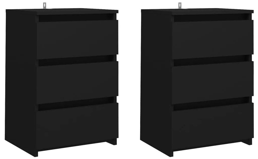 vidaXL Nachtkastjes 2 st 40x35x62,5 cm bewerkt hout zwart