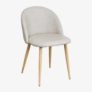 Set Van 4 Eetkamerstoelen Bekleed Met Kunstleer Kana Grijs – Taupe – Koel & Natuurlijk Hout - Sklum