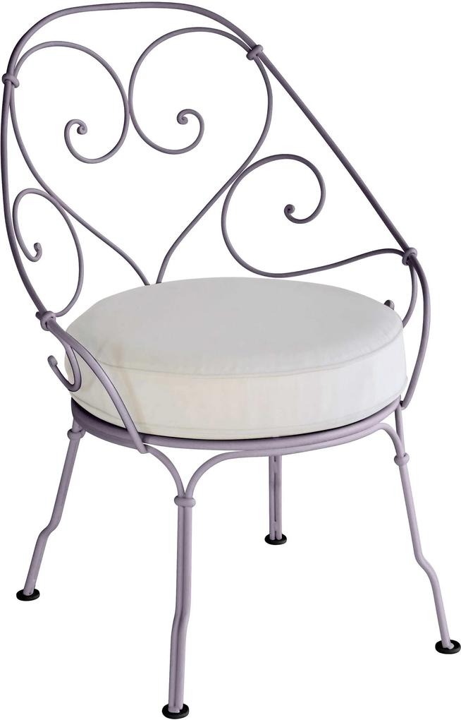 Fermob 1900 fauteuil met off-white zitkussen Plum