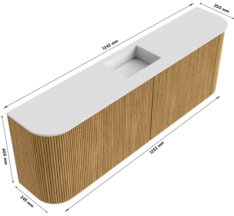 Mondiaz Joya DLux 125cm toiletmeubel ronding links/rechts oak met wastafel faye midden zonder kraangat ostra
