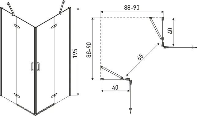 Kerra Flow complete douchecabine 90x90 zwart mat