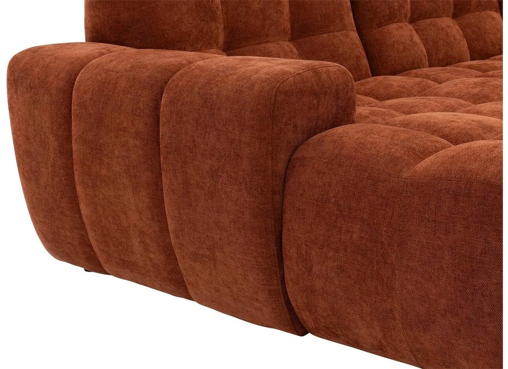 Goossens Excellent Bank Kubus - 30 X 30 Cm Stiksel rood, stof, 1,5-zits, modern design met chaise longue rechts
