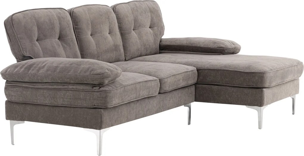 Jörn Reims Sofa - Bank met Chaise Longue - 3-Zitsbank - Grijs Stof - Jorn