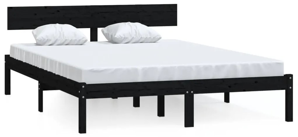 vidaXL Bedframe massief grenenhout zwart 120x200 cm