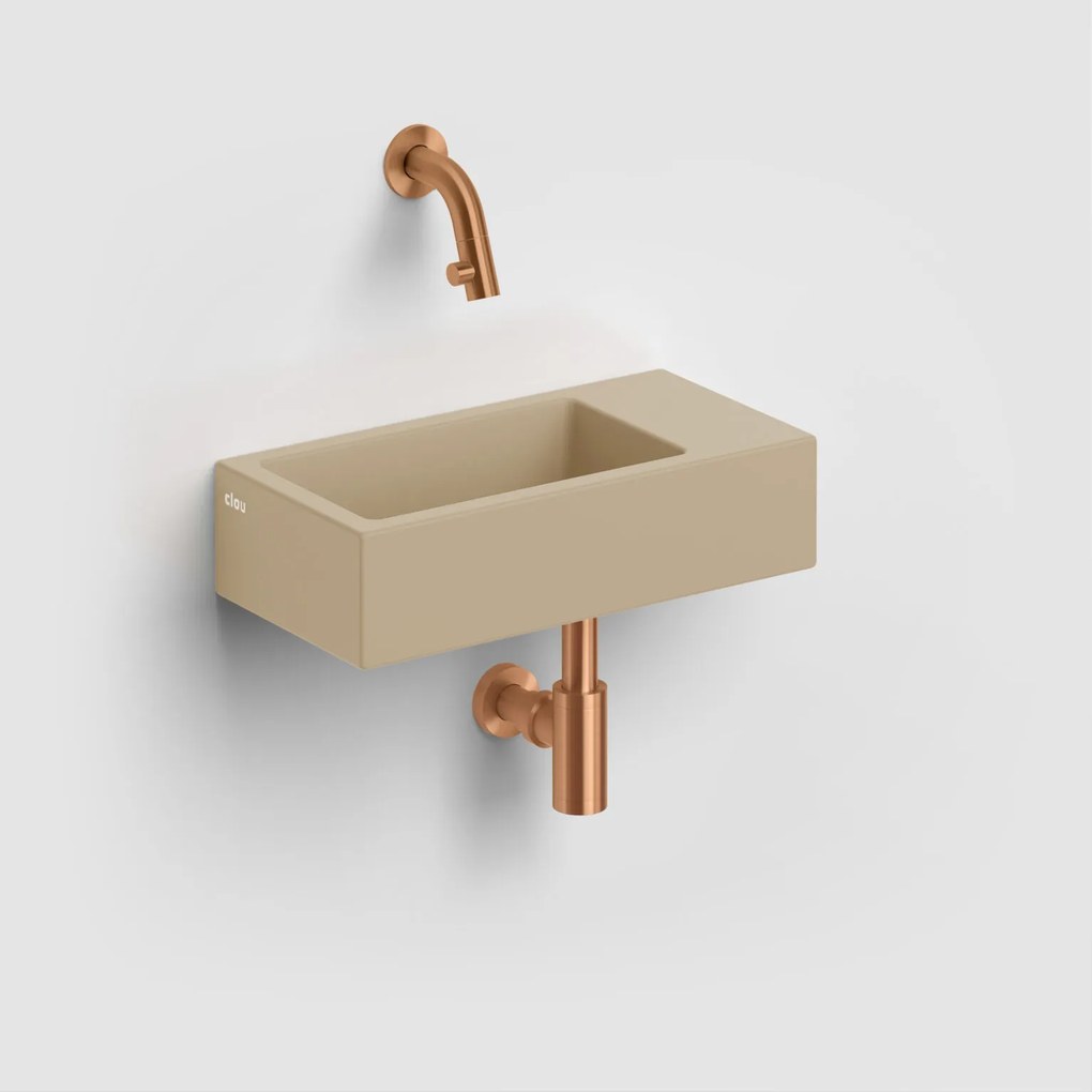Clou Flush 3 keramische fontein 36cm zonder kraangat rechts mosterd mat
