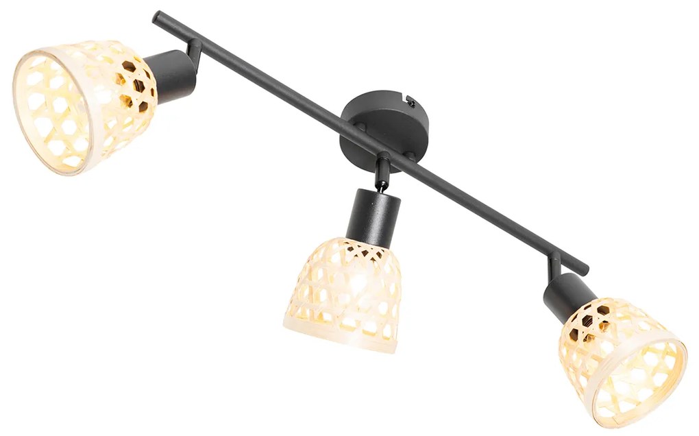 Oosterse spot zwart met bamboe 3-lichts - Rayan