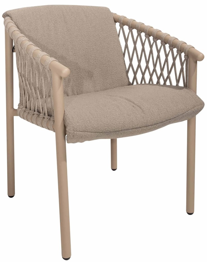 4 Seasons Outdoor Allora tuinset latte met Sarah tafel met geprint keramisch blad Ø 120 cm SALE Tuinset beige weerbestendig