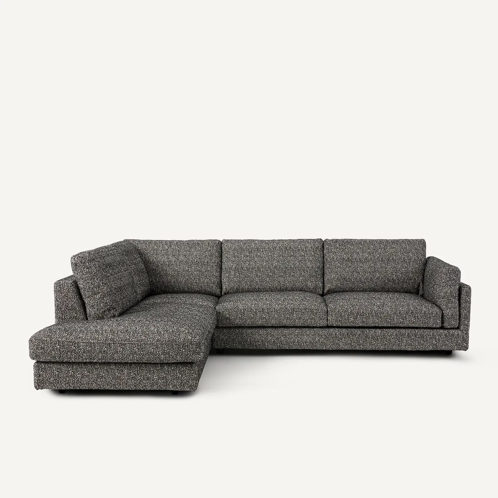 Omvormbare hoekbank met longchair, bouclettestof, César