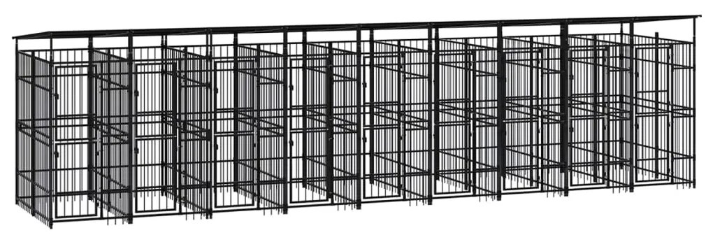 vidaXL Hondenkennel met dak 16,59 m² staal