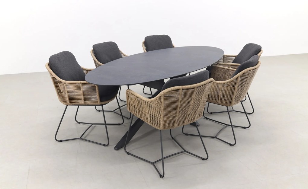 Belmond naturel/Privada 240x107 - Ovale tuinset - 7-delig
