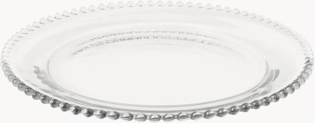 Ronde glazen borden Collier met parelrand, 6-delig