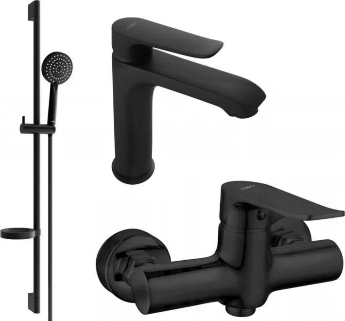 Mexen Pecos DS75 doucheset, zwart - 72704DS75-70