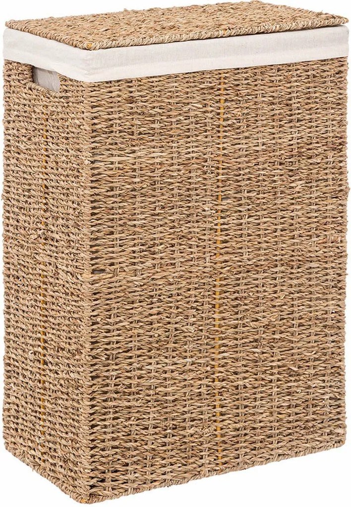 5Five Rieten Wasmand met Deksel - 40 Liter - L37 x B22 x H55 cm