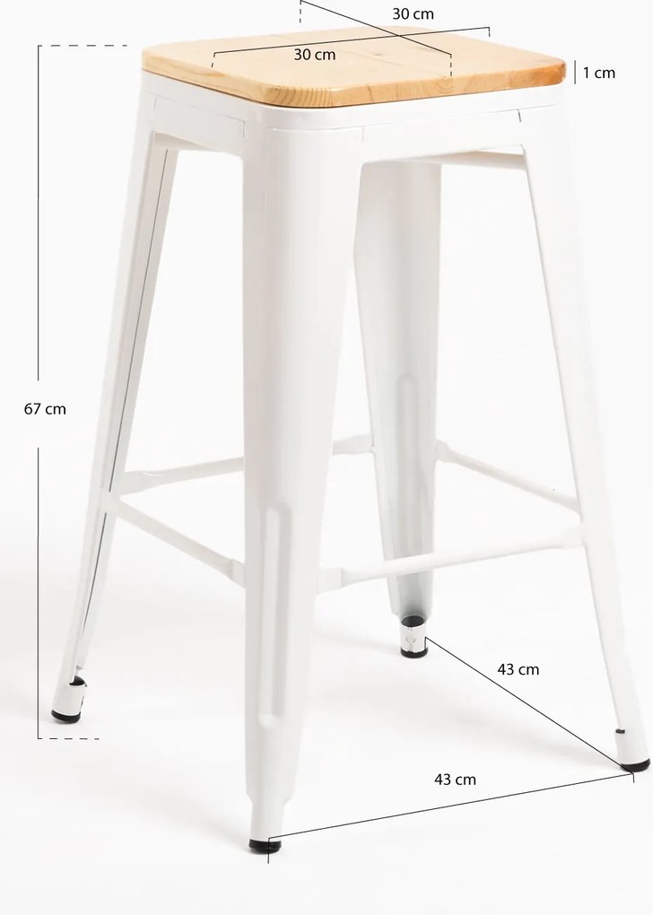 Torix lage kruk van natuurlijk hout