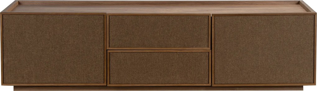 Tv-meubel Walnoot Met Stoffen Deuren 150 Cm - 150x40x40cm.