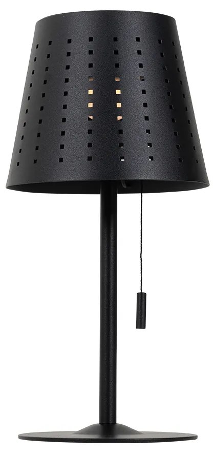 Set van 2 tafellampen zwart oplaadbaar en solar - Ferre