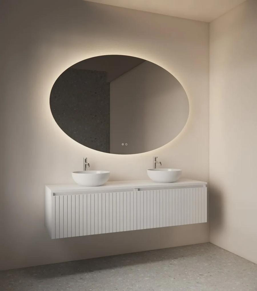 Gliss Design Oval spiegel met LED-verlichting en verwarming 140x90cm