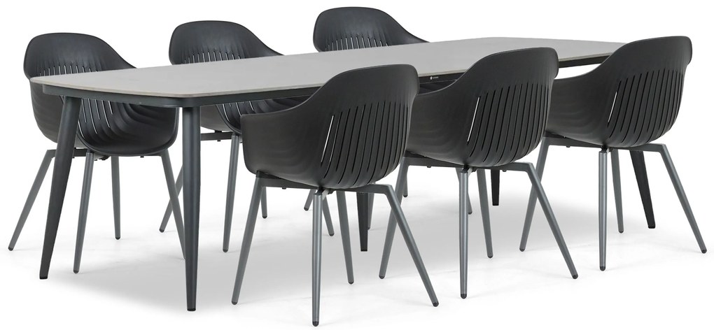 Tuinset 6 personen 240 cm Kunststof Grijs Lifestyle Garden Furniture Lissabon/Vienna