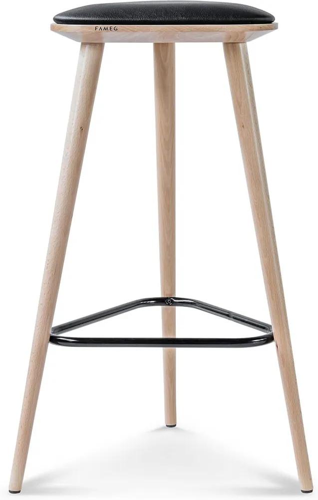Fameg Finn - Houten barkruk - 78 cm hoog- Hout - Drie poten - Driehoekig - Met kussen - 75 cm hoog - Design