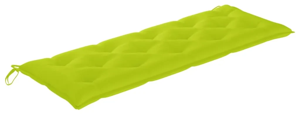 vidaXL Tuinbank met heldergroen kussen 150 cm massief teakhout