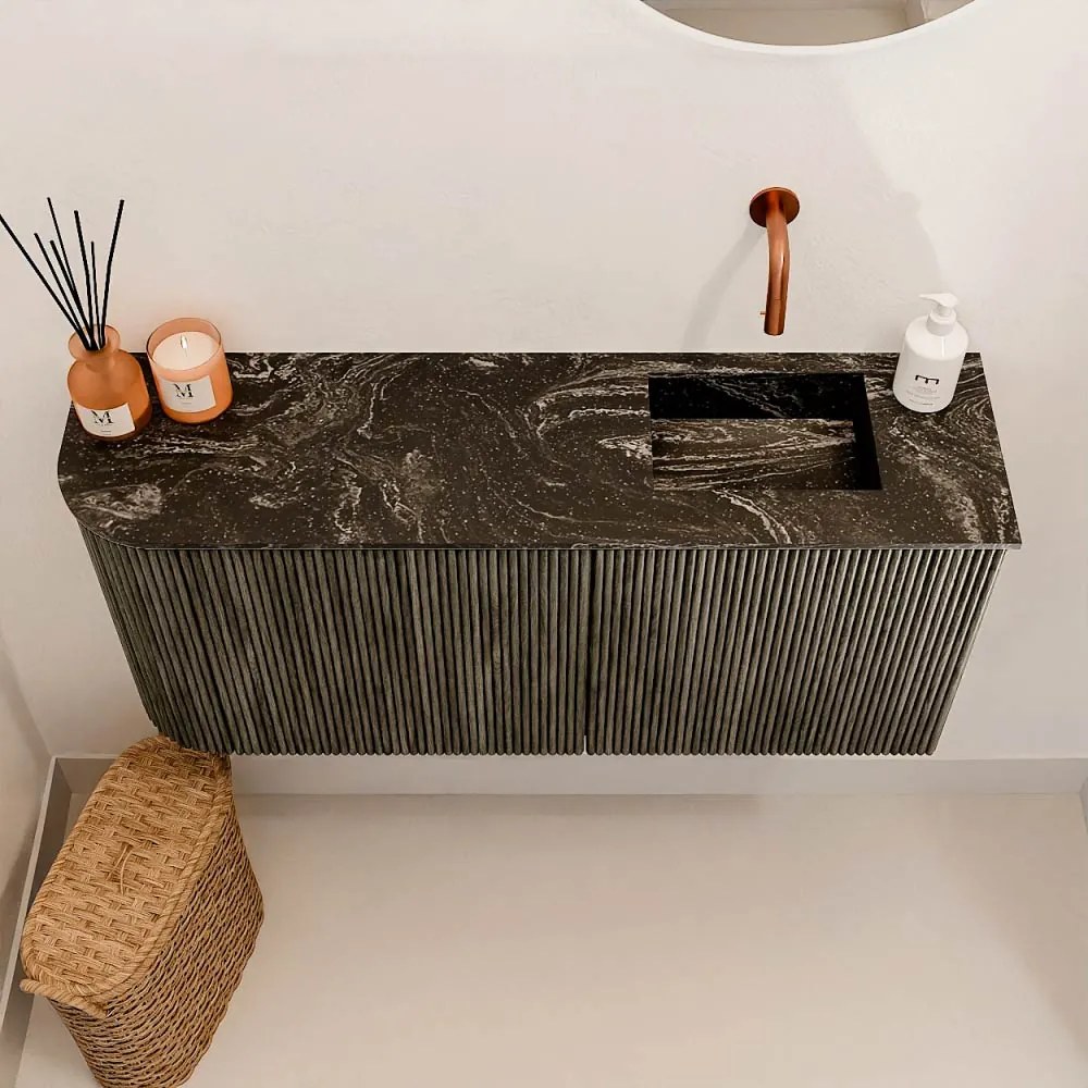 Mondiaz Joya DLux 90cm toiletmeubel ronding links shadow met wastafel faye rechts zonder kraangat lava