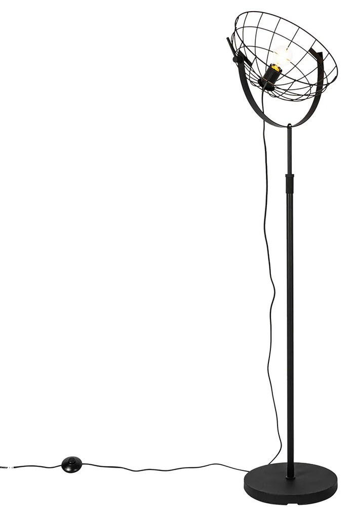 Industriële vloerlamp zwart 35 cm verstelbaar - Hanze