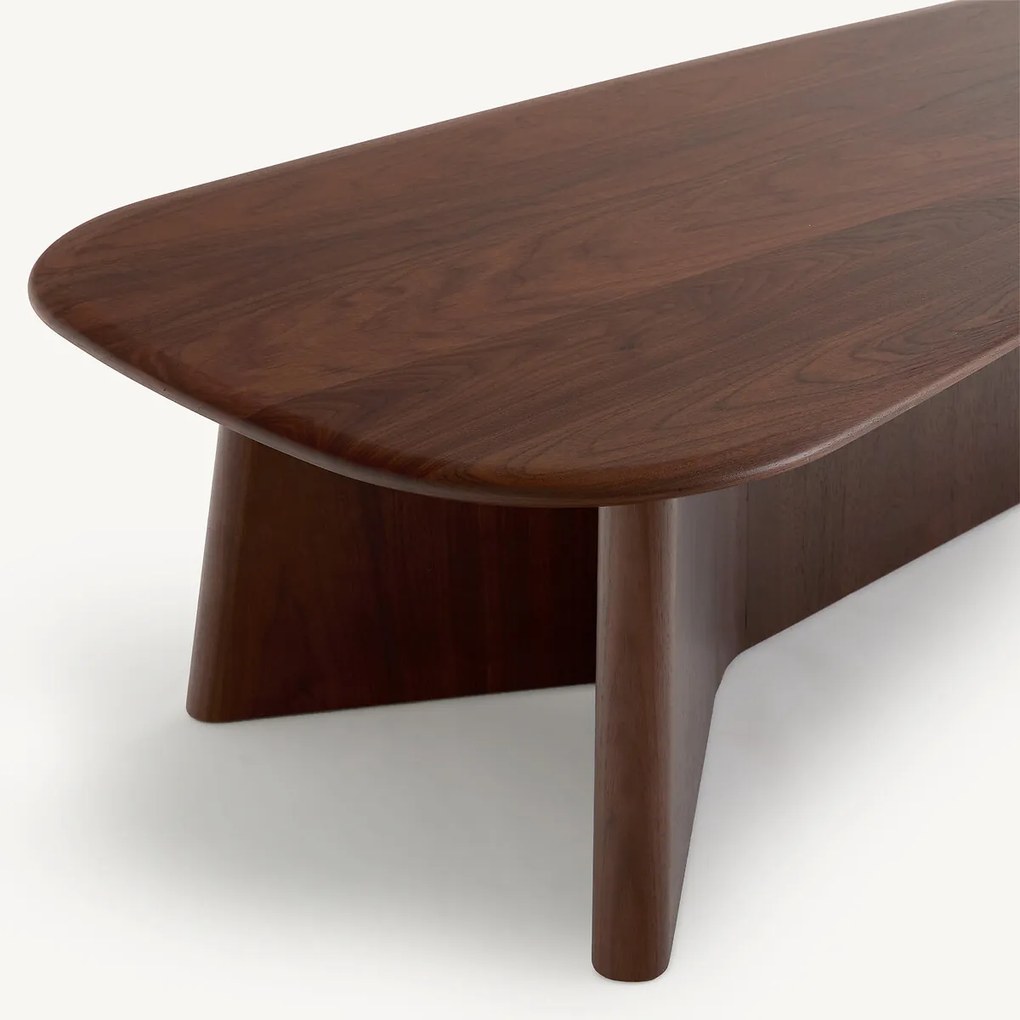 Salontafel van notenhout, hoogte 35 cm, TRIANGOLO