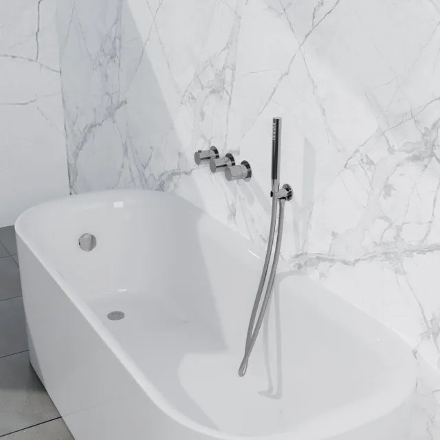 Fortifura Nebbio Badcombinatie-set - thermostaatkraan - wandaansluitbocht met handdouchehouder - gladde doucheslang - staaf handdouche - badvulcombinatie - chroom SW1183064 SW1183076 SW1183077 SW542643 SW706209 SW