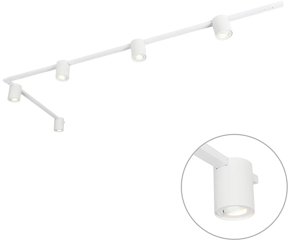 Modern 1-fase railsysteem met 5 Spot / Opbouwspot / Plafondspots wit - Rondoo Up Modern GU10 Binnenverlichting Lamp