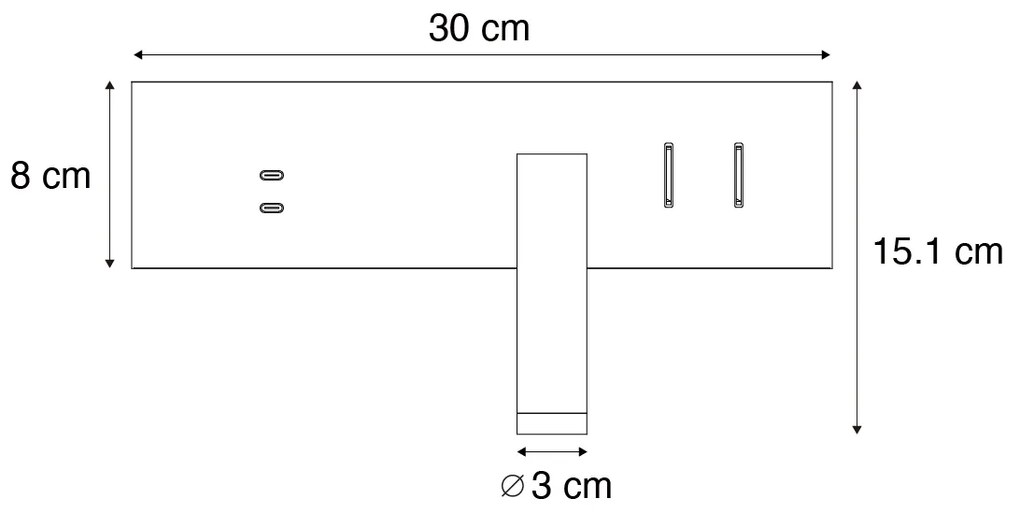Moderne wandlamp zwart verstelbaar met USB-C incl. LED - Modric Modern Binnenverlichting Lamp