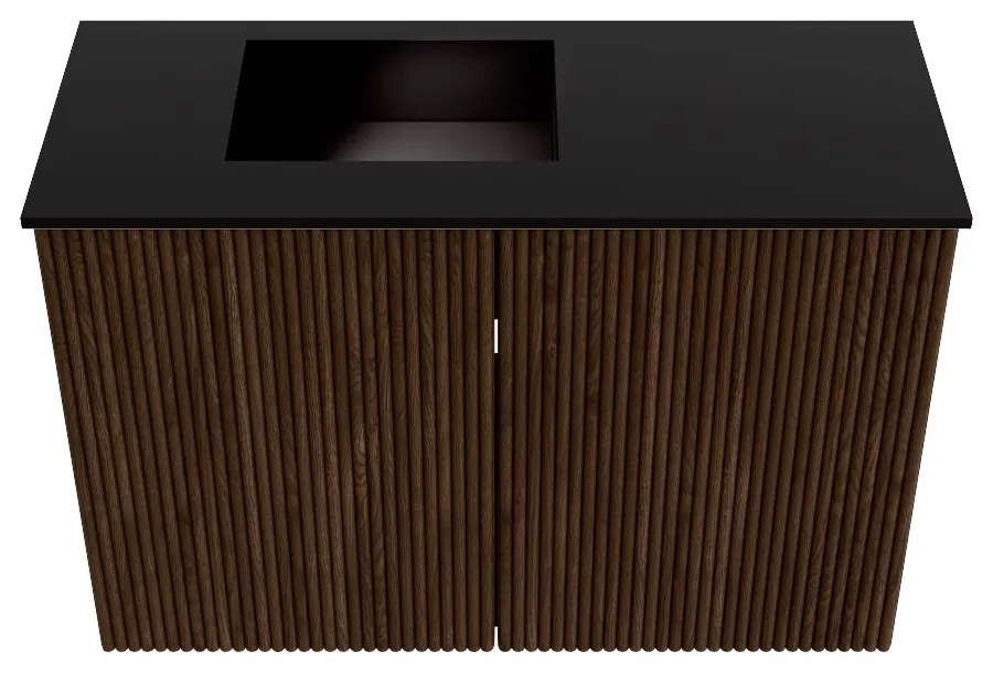 Mondiaz Joya 60cm toiletmeubel walnut met wastafel faye links zonder kraangat urban