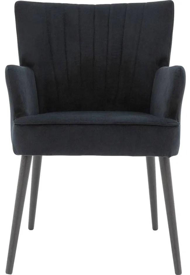 Goossens Eetkamerstoel Rob zwart velvet stof met armleuning, urban industrieel