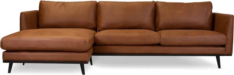Loungebank Odissi chaise longue links | leer Kentucky cognac 09 | 1,60 x 2,58 mtr breed